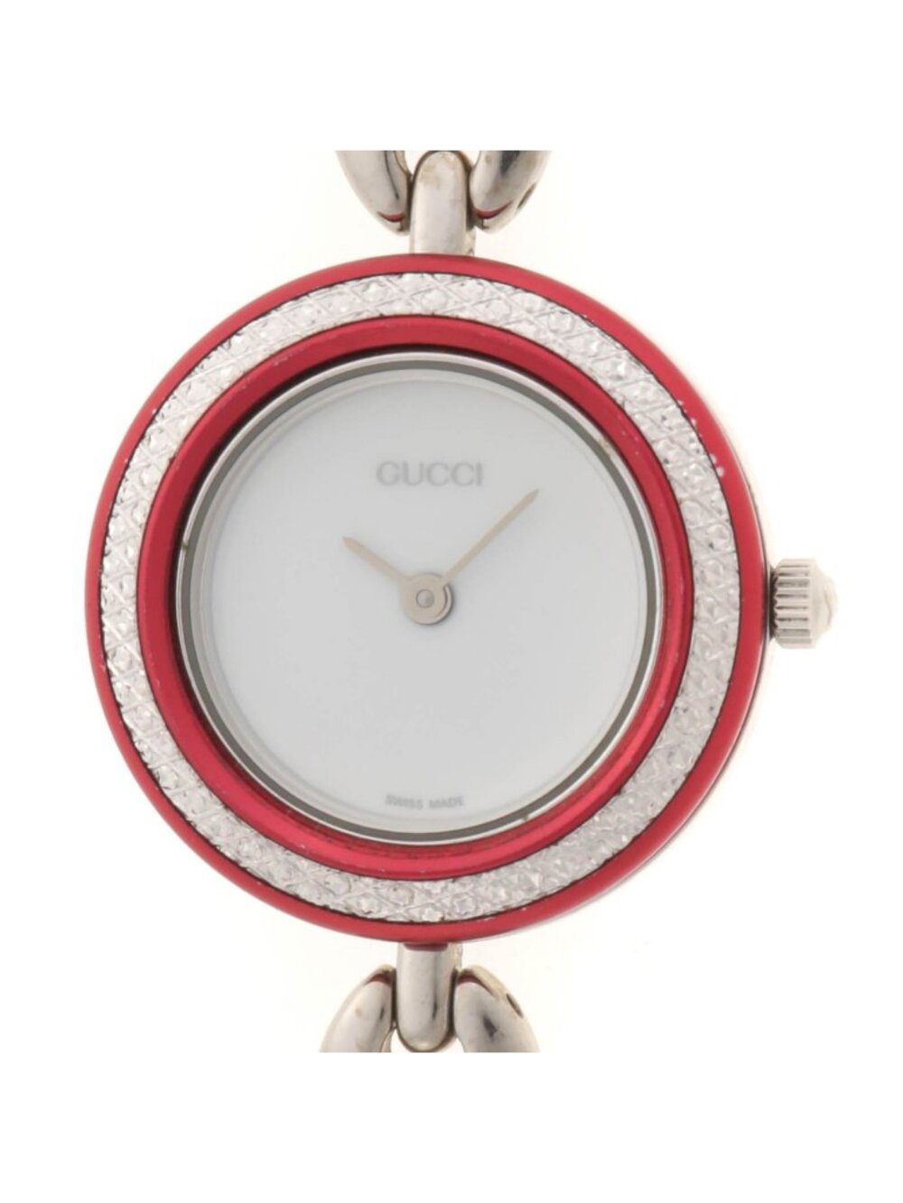 Gucci Change Bezel Chain Type 11/12.2 Watch Stainless Steel White Quartz